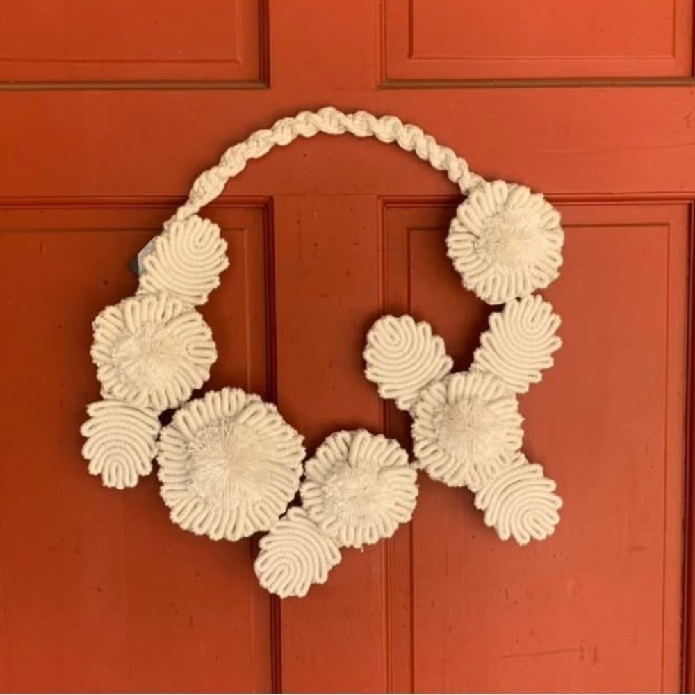 NWT Macrame Woven Floral Spring Wreath/Wall Art